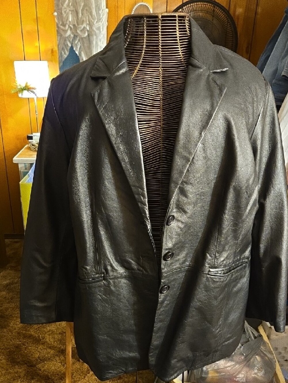 Jessica London Black Leather Blazer - Picture 2 of 5